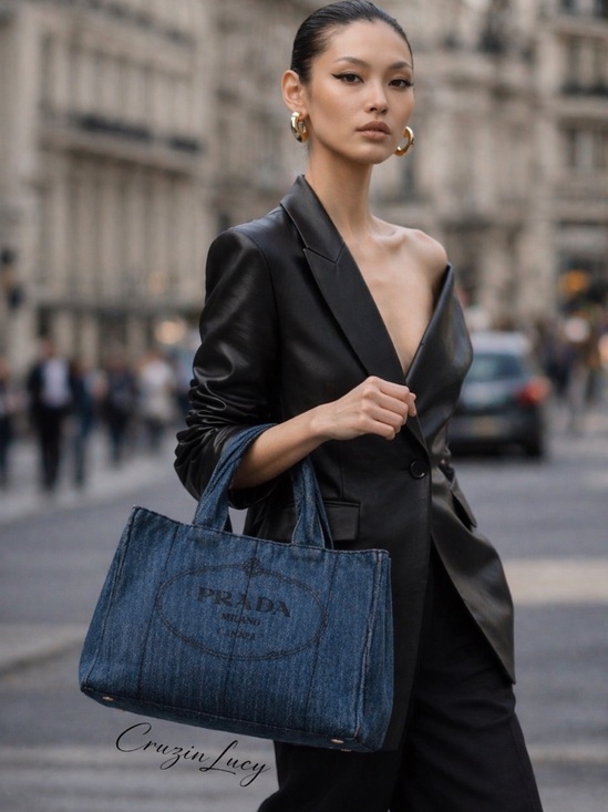 Prada Handbags - Prada Canapa Denim Tote – Lg | Authentic 💙